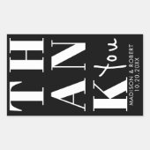 Schwarz-weiß Bold Simple Dankeschön Gastgeschenk H Rechteckiger Aufkleber (Vorderseite)