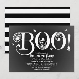 Schwarz & Weiß BOO Elegante Halloween-Party Einladung