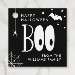 Schwarz-Weiß-Boo Happy Halloween Geschenkanhänger
