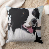 Schwarz-Weiß-Border-Collie bei Sonnenaufgang durch Kissen (Decke)