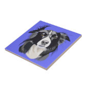 Schwarz-Weiß-Border-Collie Fliese (Seite)