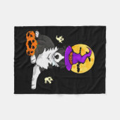Schwarz-Weiß Border Collie Hexe Halloween Fleecedecke (Vorderseite (Horizontal))
