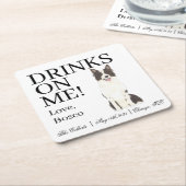 Schwarz-Weiß-Border-Collie-Hochzeit Rechteckiger Pappuntersetzer (angewinkelt)