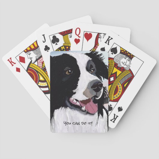 Schwarz-Weiß-Border-Collie lächeln Spielkarten (Rückseite)