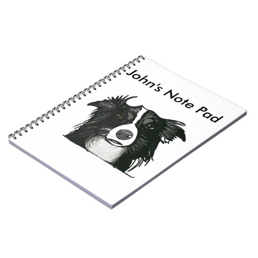 Schwarz-Weiß-Border-Collie Notizblock (Linke Seite)