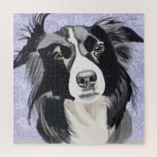 Schwarz-Weiß-Border-Collie Puzzle (Vertikal)