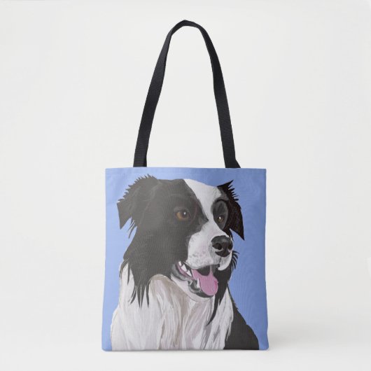 Schwarz-Weiß-Border-Collie Tasche (Vorderseite)