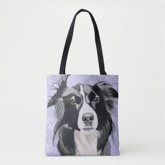 Schwarz-Weiß-Border-Collie Tasche (Vorderseite)