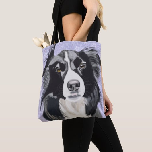Schwarz-Weiß-Border-Collie Tasche (Von Nahem)