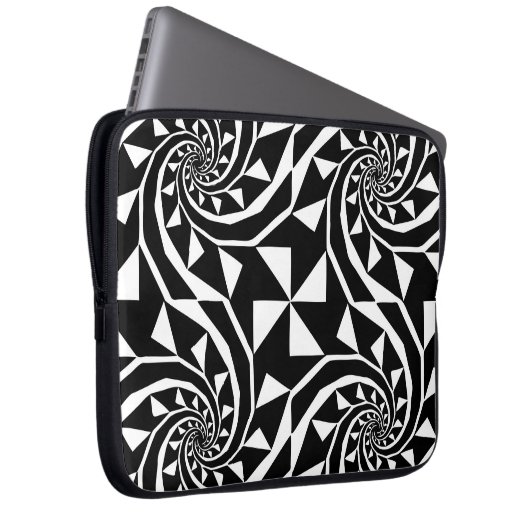 Schwarz-Weiß-Bortendesign, Zierkunst, Zuhause Laptopschutzhülle (Vorne Rechts)