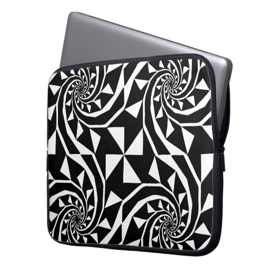 Schwarz-Weiß-Bortendesign, Zierkunst, Zuhause Laptopschutzhülle (Vorderseite Links)