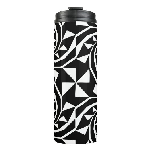 Schwarz-Weiß-Bortendesign, Zierkunst, Zuhause  Thermosbecher (Vorderseite)
