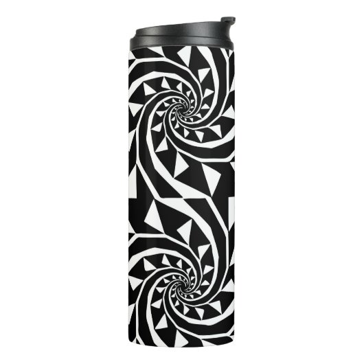 Schwarz-Weiß-Bortendesign, Zierkunst, Zuhause Thermosbecher (Nach links gedreht)