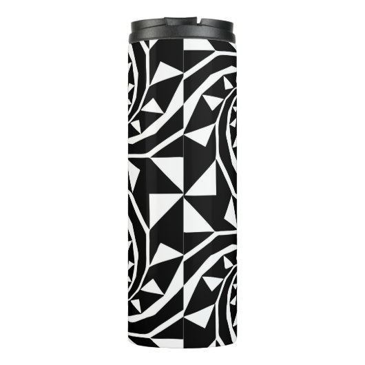 Schwarz-Weiß-Bortendesign, Zierkunst, Zuhause Thermosbecher (Rückseite)