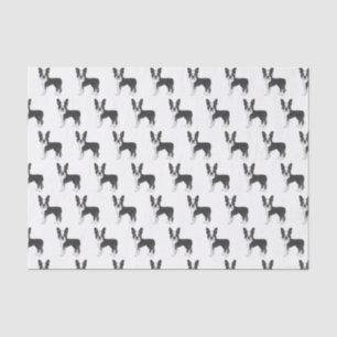Schwarz-Weiß-Boston-Terrier-Cartoon-Hund-Muster Seidenpapier