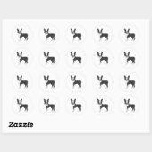 Schwarz-Weiß Boston Terrier Hunde Illustration Runder Aufkleber (Blatt)