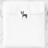 Schwarz-Weiß Boston Terrier Hunde Illustration Runder Aufkleber (Tasche)