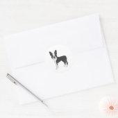 Schwarz-Weiß Boston Terrier Hunde Illustration Runder Aufkleber (Umschlag)