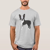 Schwarz-Weiß Boston Terrier Hunde Illustration T-Shirt (Vorderseite)