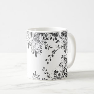 Schwarz Weiß Botanisch Kaffeetasse