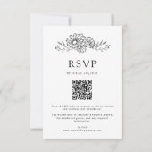 Schwarz-weiß Botanische Daisy QR-Code-Hochzeit RSVP Karte (Rückseite)