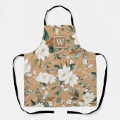 Schwarz-Weiß-Botanische Grüne Monogramm Schürze (Vorderseite)