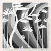 Schwarz-Weiß-Botanische Illustration Glasuntersetzer (Vorderseite)