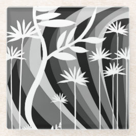 Schwarz-Weiß-Botanische Illustration Glasuntersetzer