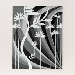 Schwarz-Weiß-Botanische Illustration Puzzle