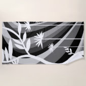 Schwarz-Weiß-Botanische Illustration Strandtuch (Vorderseite)