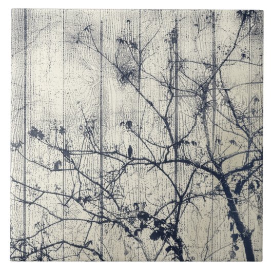 Schwarz-Weiß-Botanische Motive Fliese (Vorderseite)