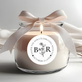 schwarz-weiß Botanisches Benutzerdefiniertes Monog Runder Aufkleber