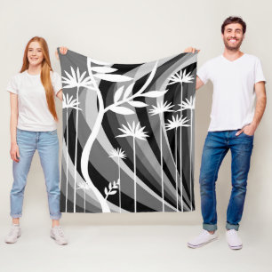 Schwarz-Weiß-Botanisches Design Fleecedecke