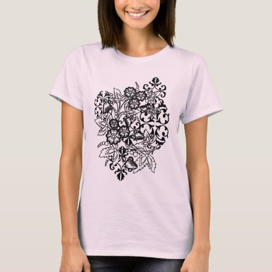 Schwarz-Weiß-Bouquet T-Shirt (Vorderseite)