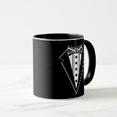 Schwarz-Weiß-Bow-Krawatte mit Tux Tasse (VorderseiteRechts)