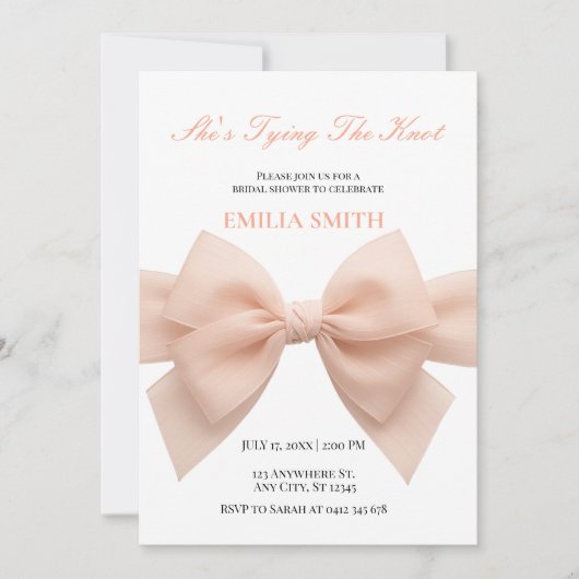 Schwarz-weiß Bow Sie bindet das Brautparty des Kno Einladung (Vorderseite)