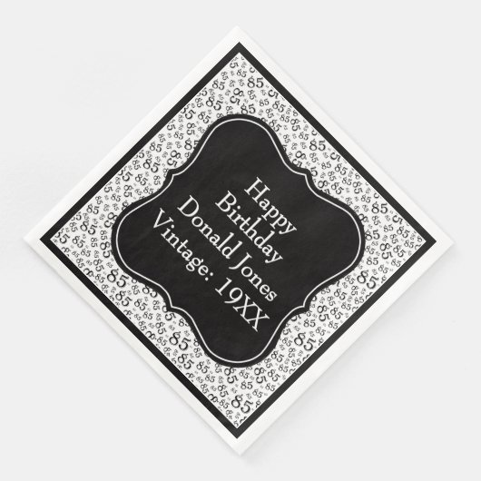 Schwarz/Weiß-Bracket-Zahlenmuster am 85. Geburtsta Serviette (Ecke)