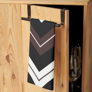 Schwarz Weiß Braun Chevron Streifen Geschirrtuch