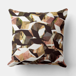 Schwarz-Weiß-Braun-Hexagonen auf pixelig Kissen