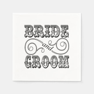 Schwarz-Weiß-Braun- und Bräutigam-Design Serviette