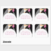 Schwarz-Weiß-Braun- und Groom-Adressaufkleber Quadratischer Aufkleber (Blatt)