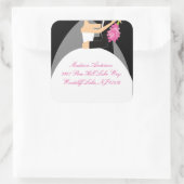 Schwarz-Weiß-Braun- und Groom-Adressaufkleber Quadratischer Aufkleber (Tasche)