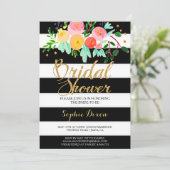 Schwarz-Weiß-Brautdusche Einladung (Stehend Vorderseite)