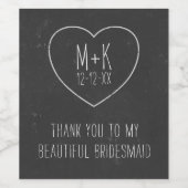 Schwarz-Weiß-Brautparty Danke für Ihr Weinetikett (Einzelnes Label)