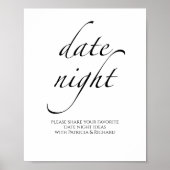 Schwarz-Weiß-Brautparty Datum Night Jar-Zeichen Poster (Vorne)
