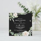 Schwarz-Weiß-Brautparty Einladung (Stehend Vorderseite)