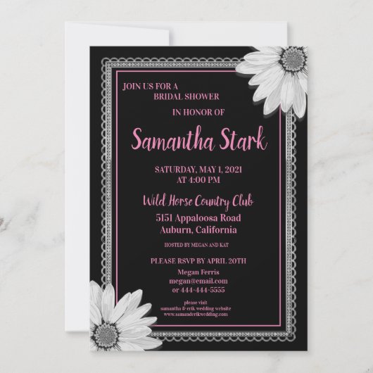 Schwarz-Weiß-Brautparty Einladung (Vorderseite)