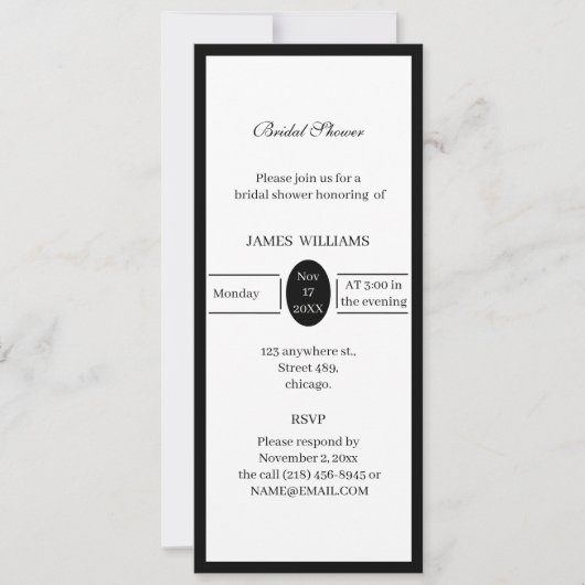 Schwarz-Weiß-Brautparty Einladung (Vorderseite)