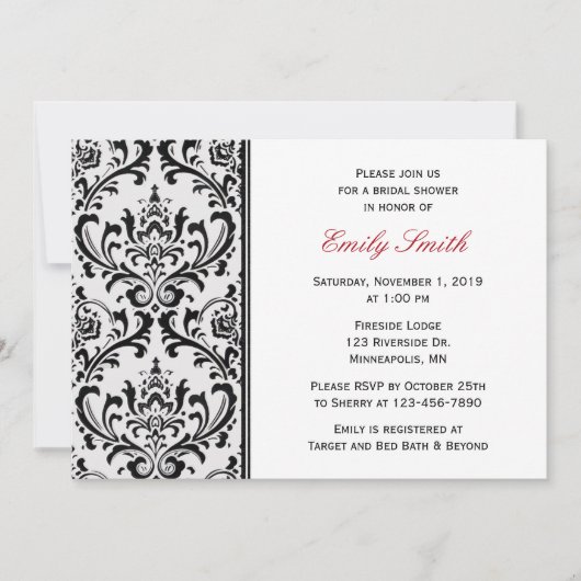 Schwarz-Weiß-Brautparty Einladung (Vorderseite)