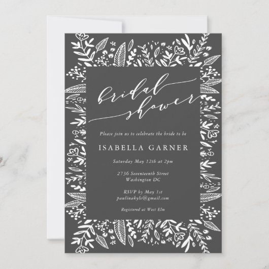 Schwarz-Weiß-Brautparty Einladung (Vorderseite)